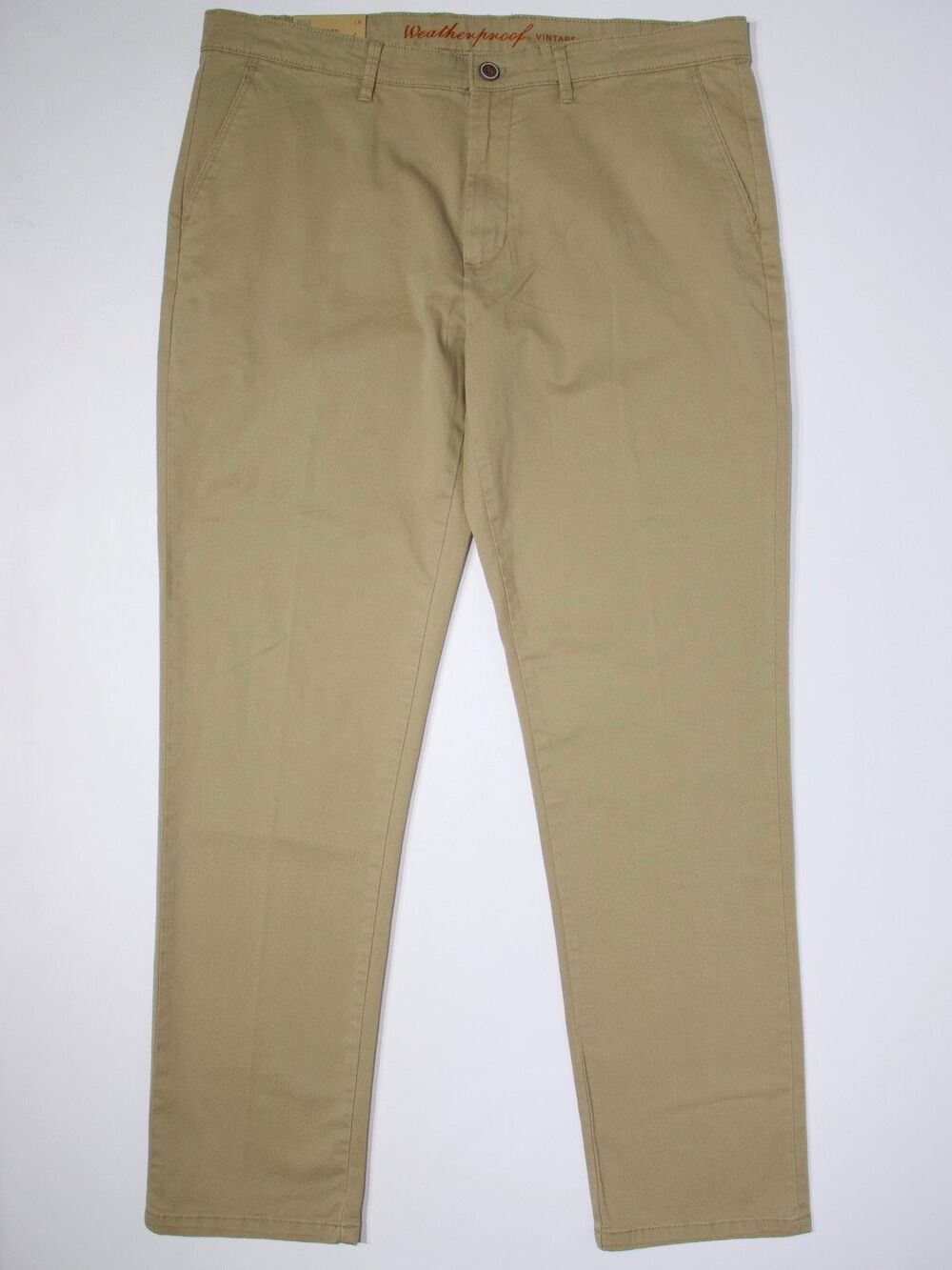 NWT Weatherproof Vintage Chino 2.0 Slim Straight Stretch Pants Khaki Men 36x32 - Picture 3 of 15